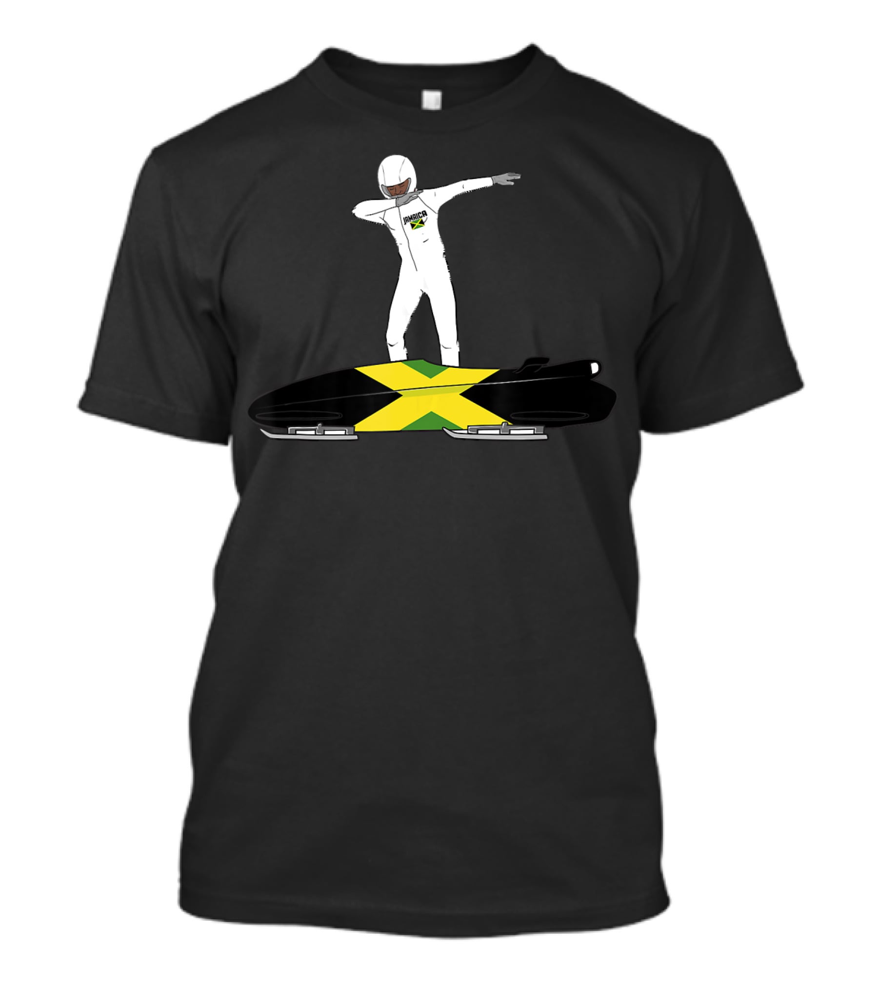 Jamaica Dabbing Bobsledding Bobsled Team Jamaica Flag T-Shirt