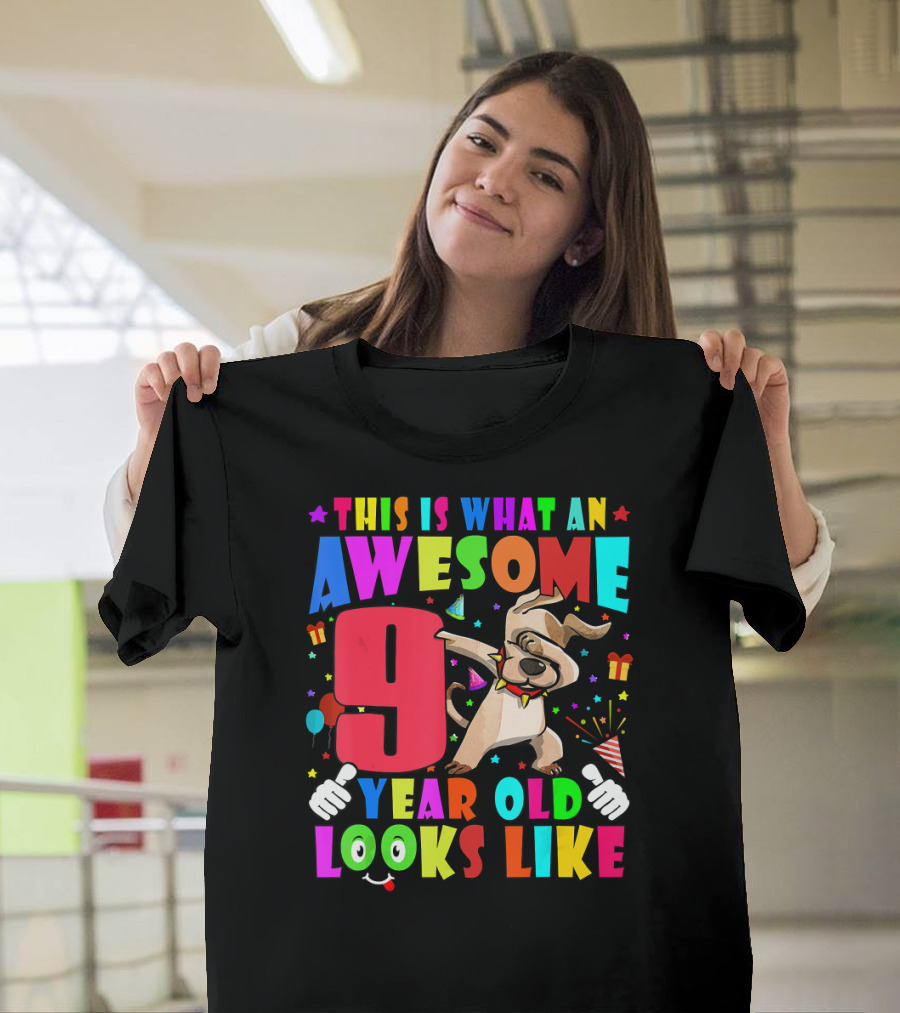 This Is What An Awesome 9 Year Old Looks Like Dabbing Dog 2011 Birthday T-Shirt