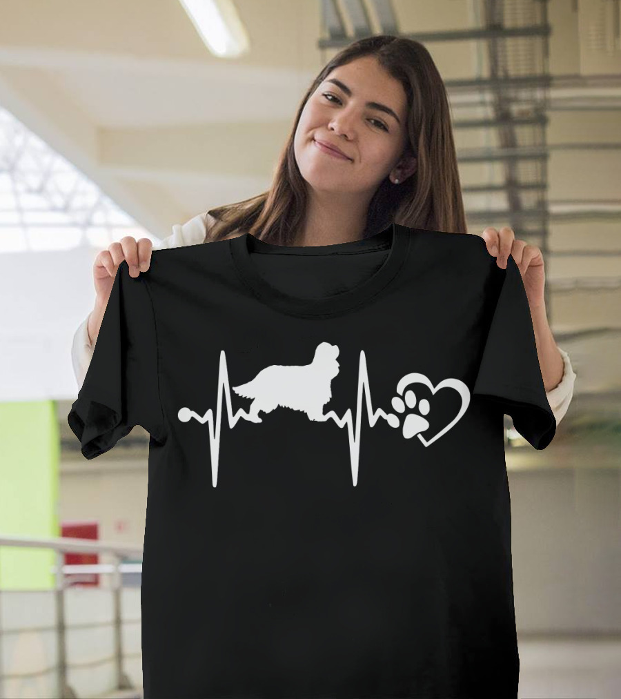 Cavalier King Charles Spaniel Heartbeat Paw Love T-Shirt
