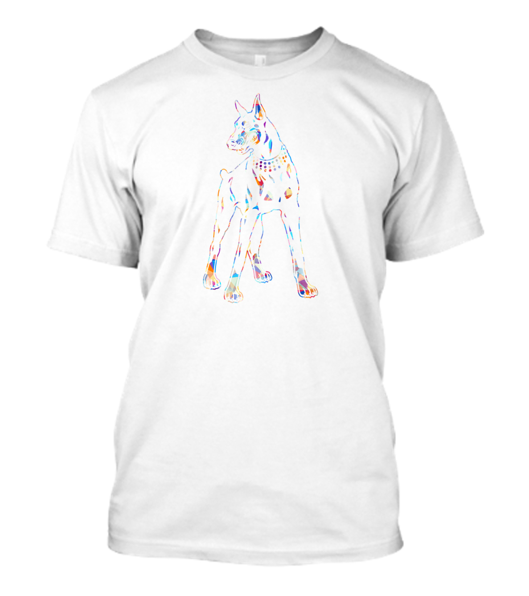 Doberman Pinscher Geometric Dober Colorful Art Deco T-Shirt