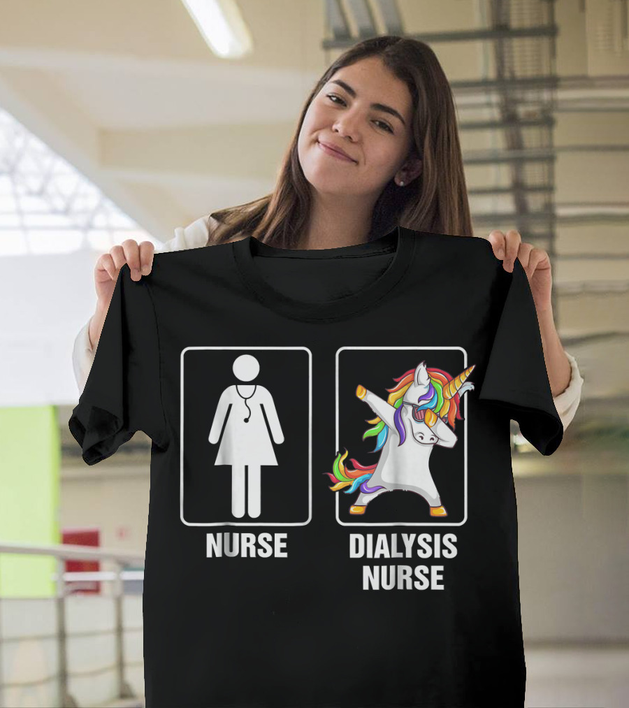Nurse Dialysis Nurse Dabbing Unicorn T-Shirt
