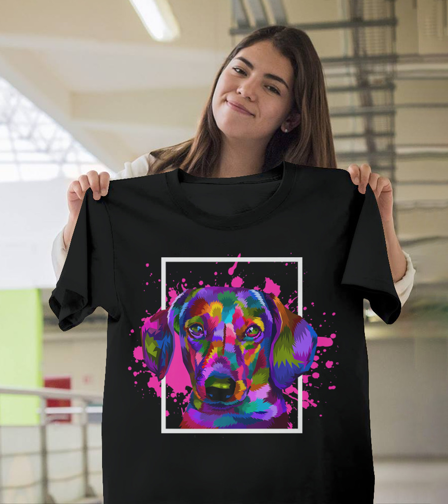 Dog Animal Lover Pet Dog Breed Dachsh Colorful Pop Art Dachshund T-Shirt