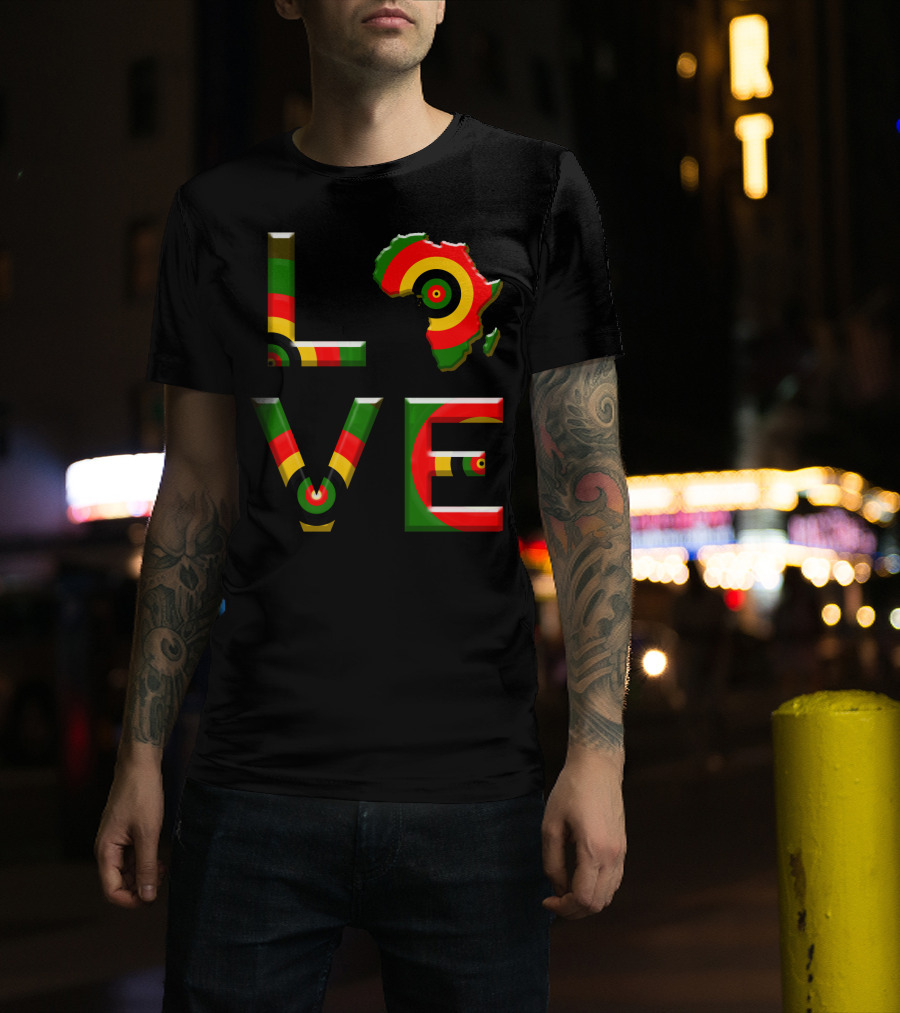 Africa Love African Ameri Colors Map T-Shirt
