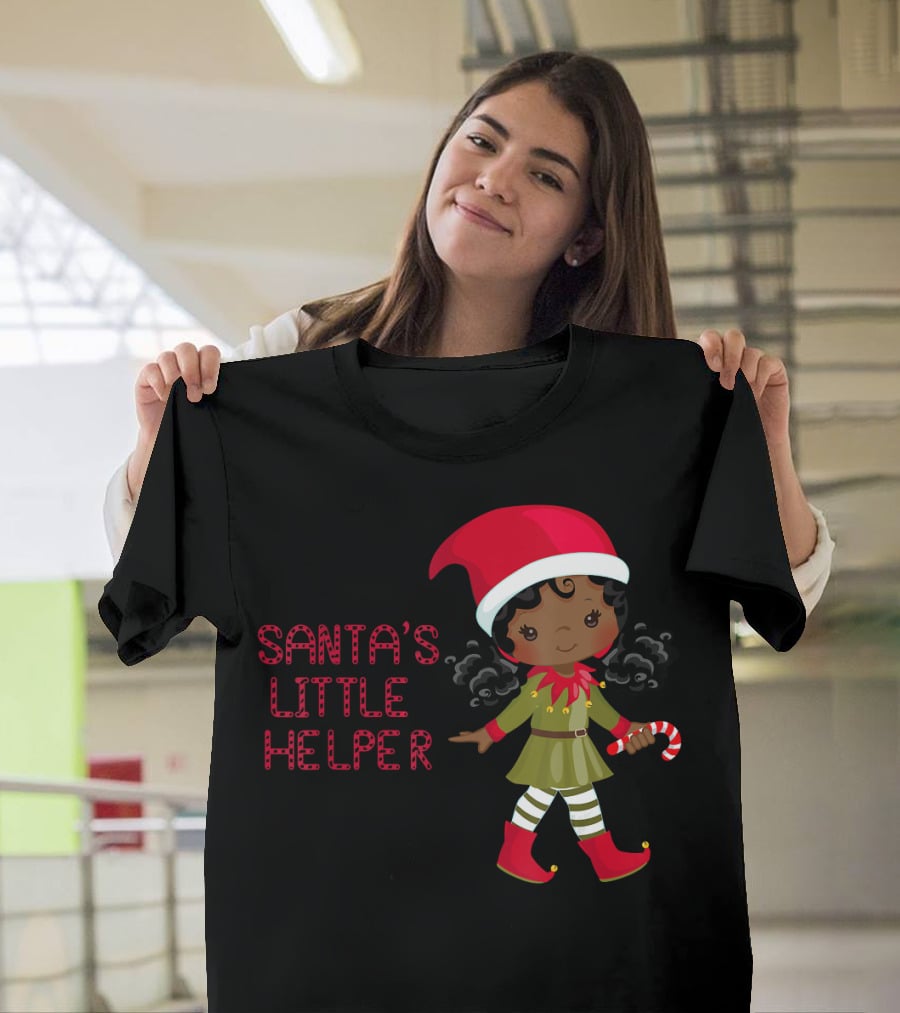 African American Girl Santa's Little Helper T-Shirt