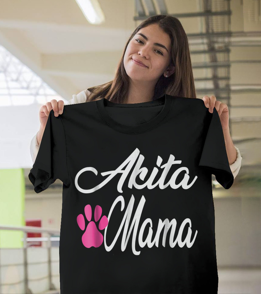 Akita Mama Paw Print Love T-Shirt