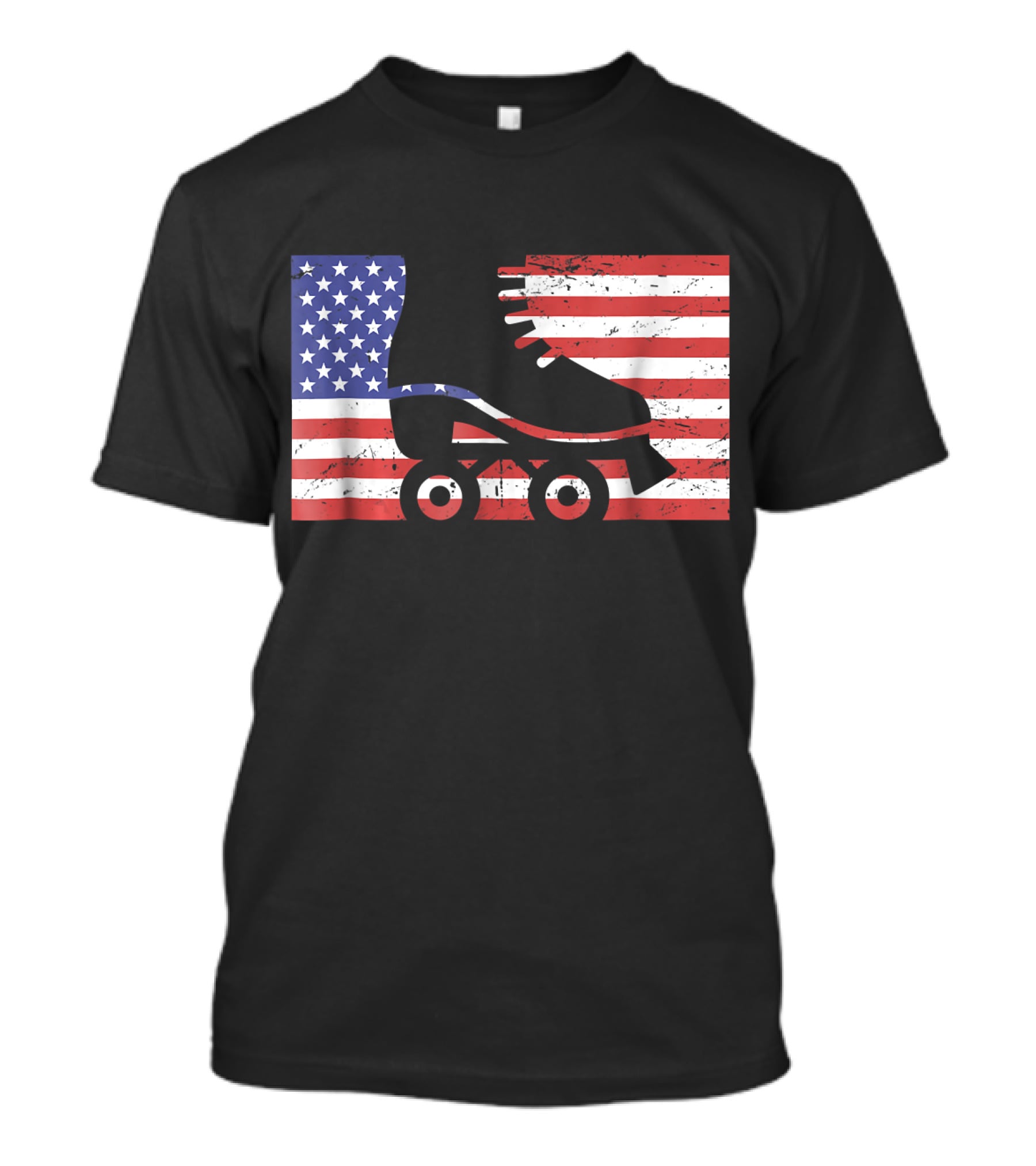 American Flag With Roller Skate T-Shirt