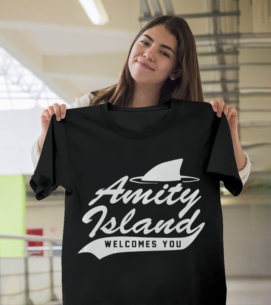 Amity Island Welcomes You Jaws Shark Fin T-Shirt