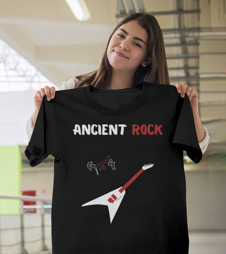 Ancient Rock Guitar White Red Heavy Metal T-Shirt