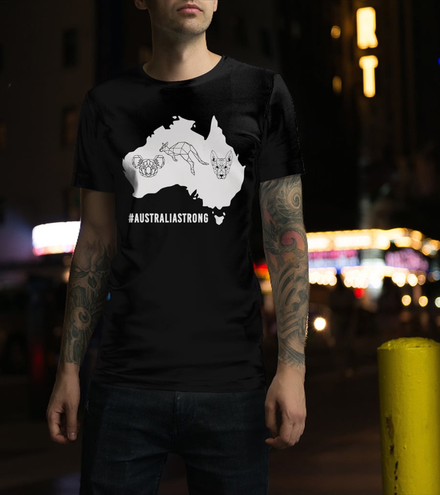 AustraliaStrong Koala Kangaroo Dingo Geometric Map T-Shirt