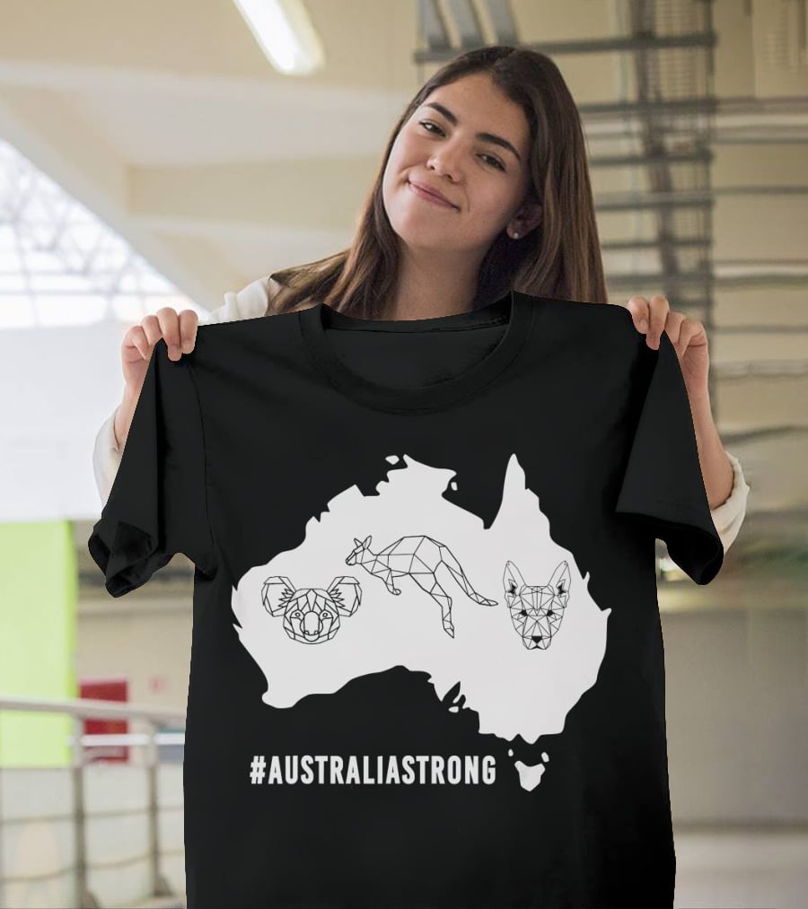 AustraliaStrong Koala Kangaroo Dingo Geometric Map T-Shirt