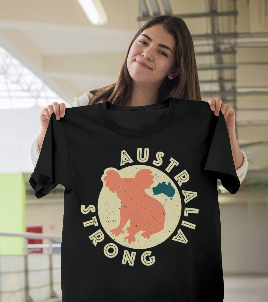 Australia Strong Koala Silhouette With Map T-Shirt