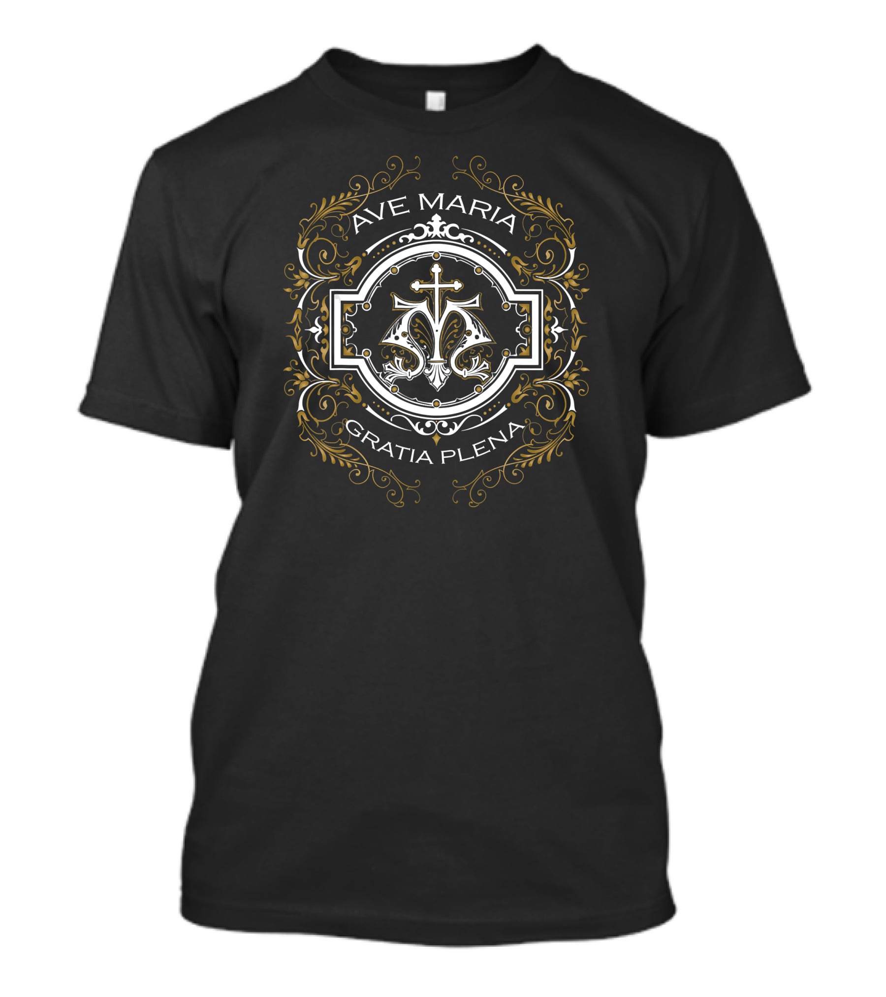 Ave Maria Schubert Gratia Plena Latin Mass Cross T-Shirt