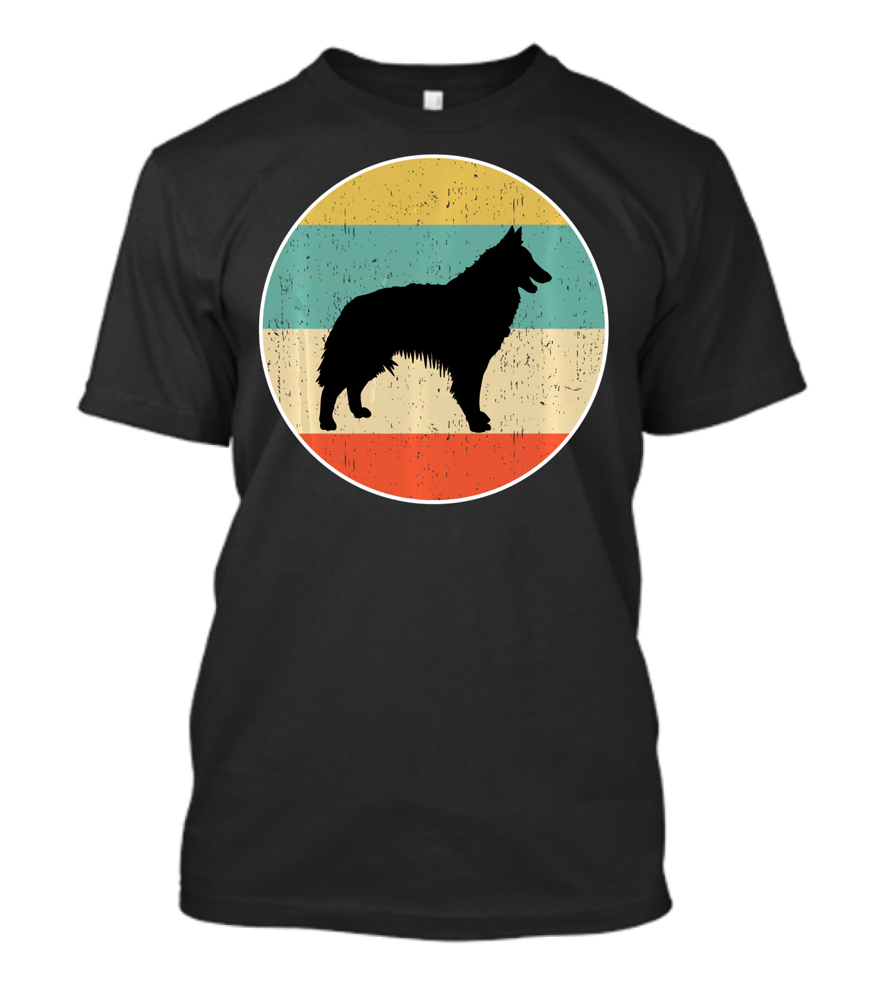 Belgian Tervuren Dog Vintage Silhouette Retro Stripes T-Shirt