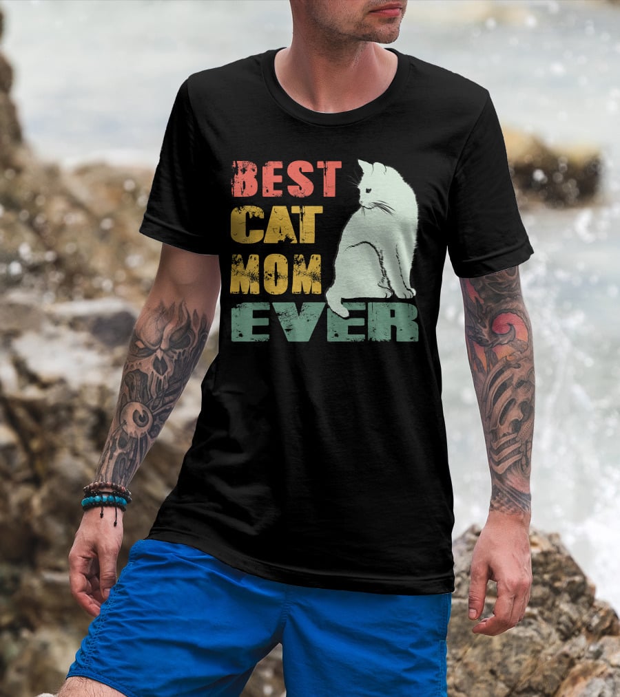 Best Cat Mom Ever Vintage Cat Mother T-Shirt