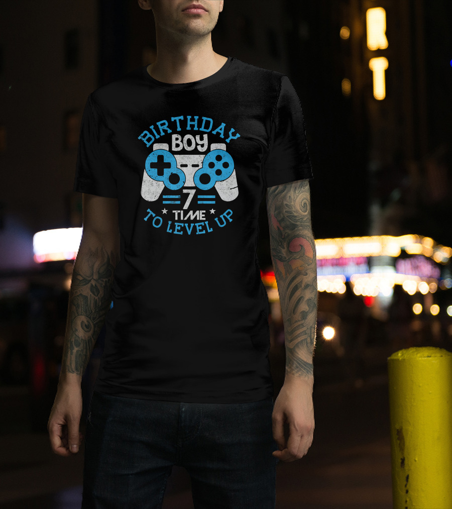 Birthday Boy 7 Time To Level Up Video Game Controller T-Shirt