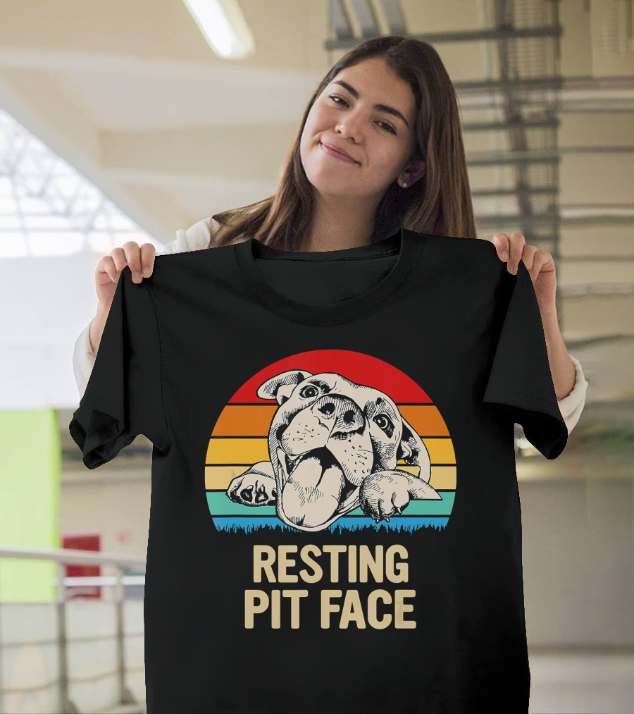 Resting Pit Face Bombshell Bullies Pit Bull Rescue Retro T-Shirt