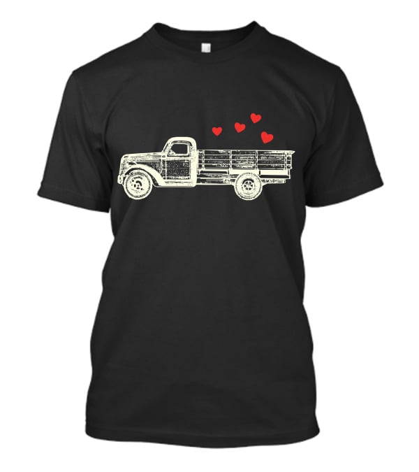 Boys Vintage Truck Hearts Cute Valentine T-Shirt