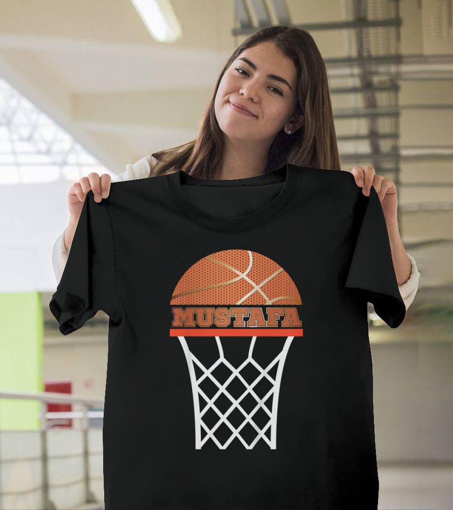 Mustafa Basketball Kids Custom Name Net T-Shirt