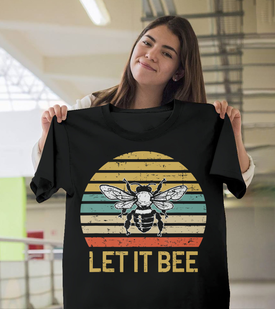 Let It Bee Beekeeper Vintage Stripes Bee T-Shirt