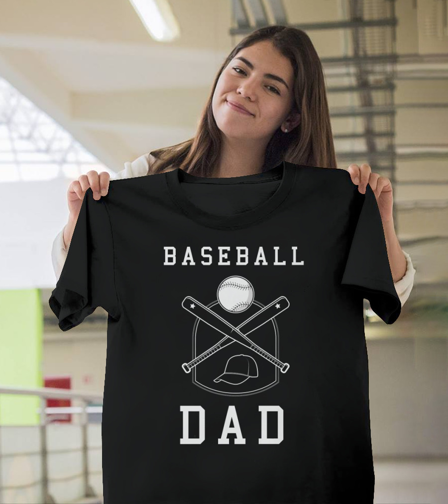BASEBALL DAD Sports Cap and Crossed Bats T-Shirt