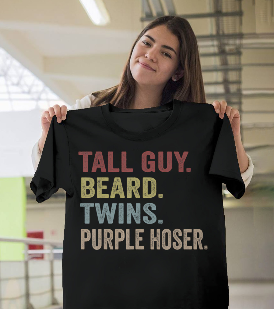 Tall Guy Beard Twins Purple Hoser Duo T-Shirt