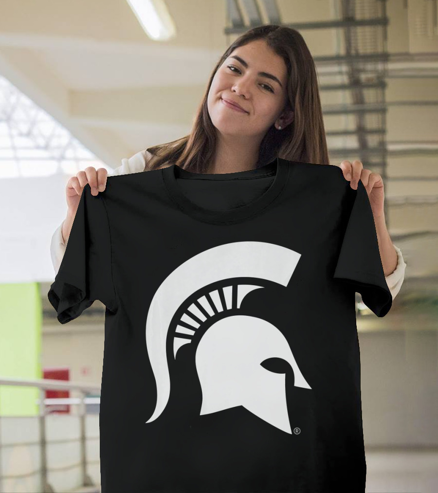 Michigan State MSU Spartans Womens NCAA Spartan Helmet Logo Black T-Shirt