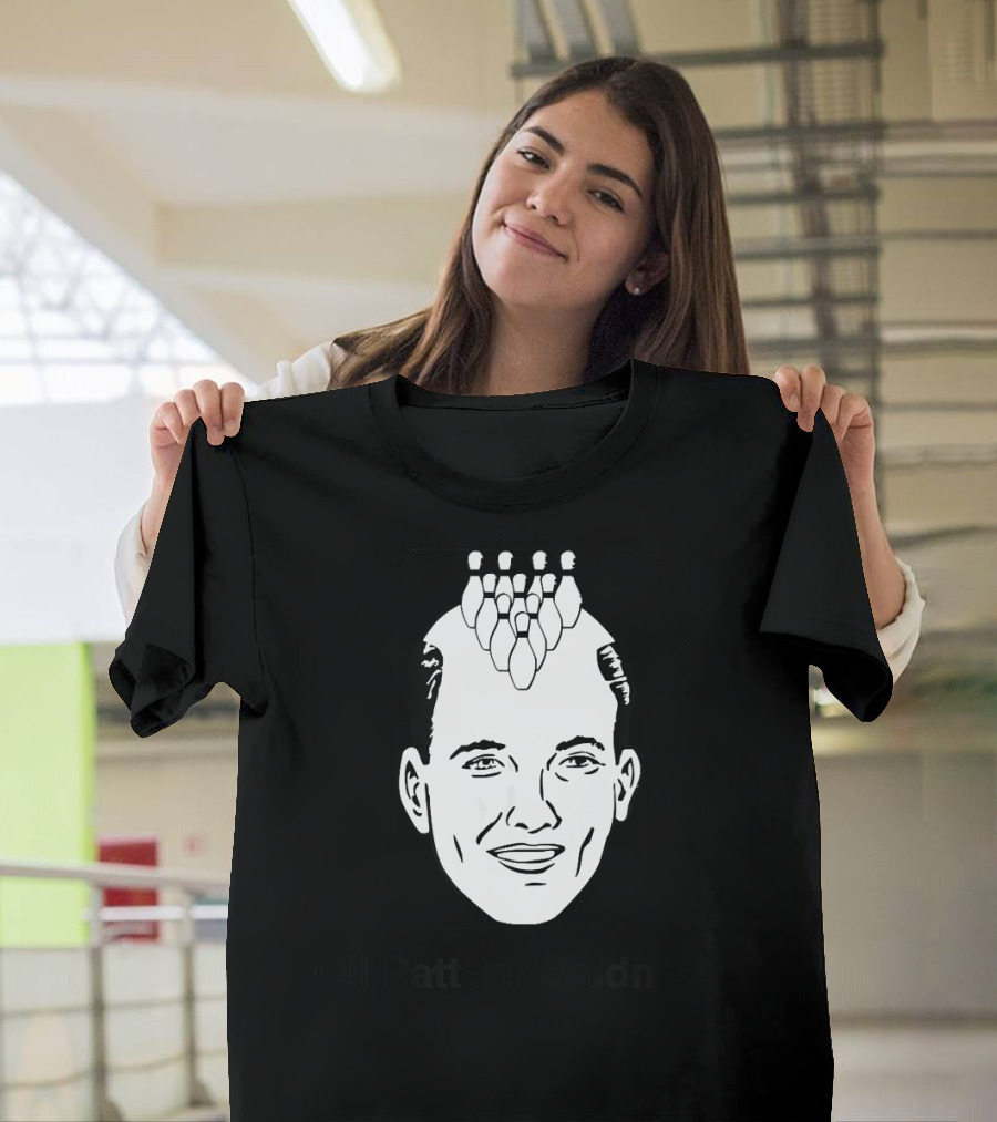Oil Pattern Baldness Bowling Team Head with Bowling Pins Hairline T-Shirt