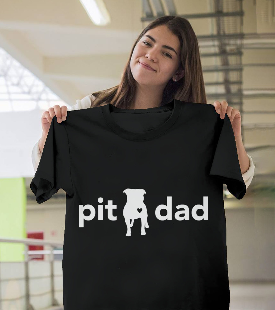 Pitbull Dad Heart Silhouette Pit Love T-Shirt
