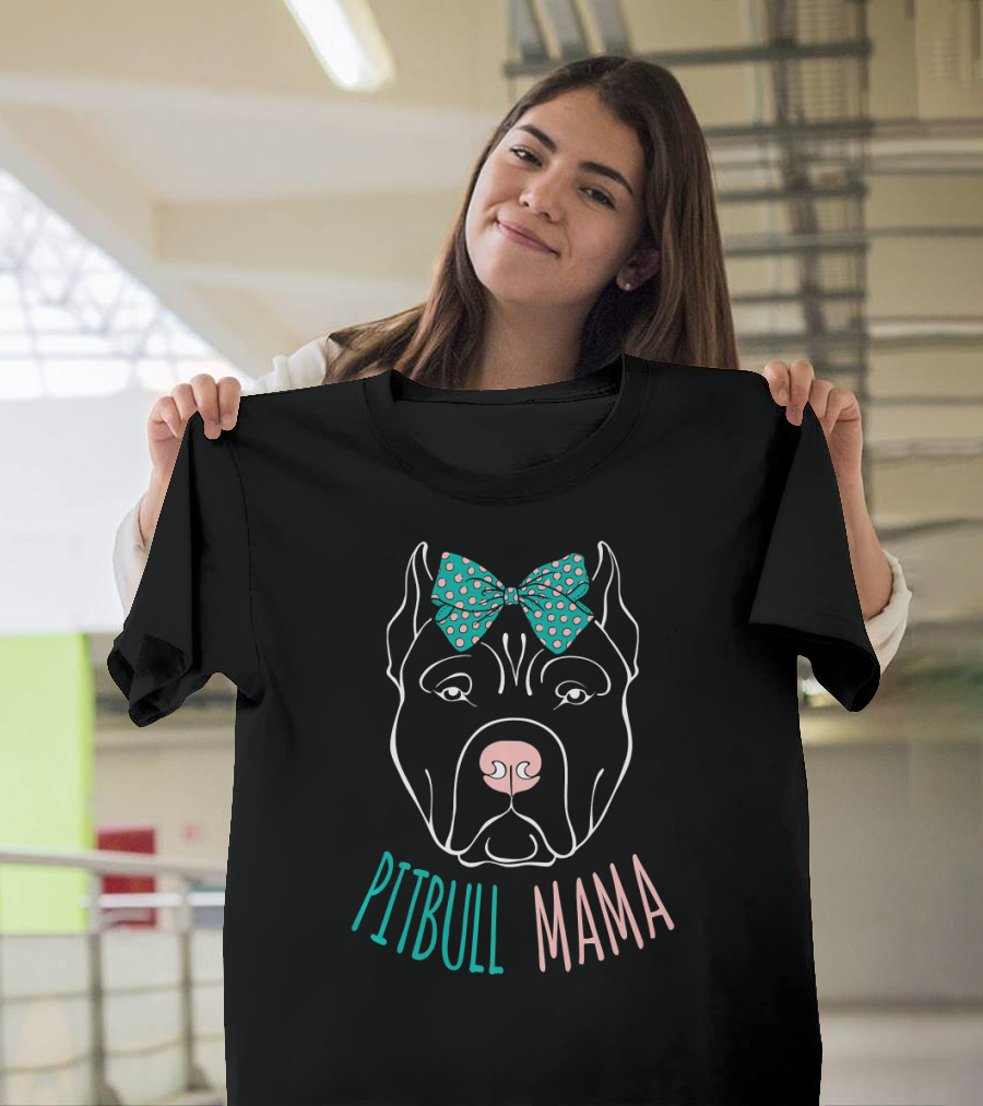 Pitbull Mama Proud Pitbull Bow T-Shirt