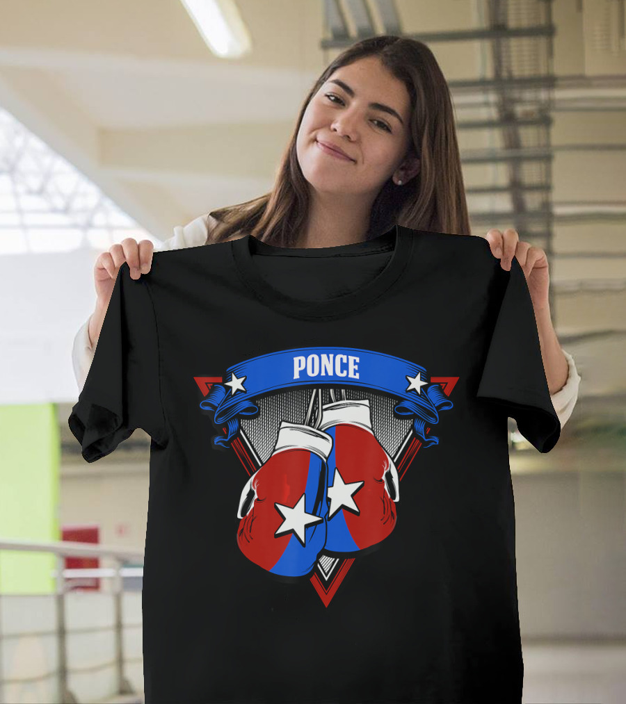 Ponce Puerto Rican Boxing Glove Stars Triangle Banner T-Shirt