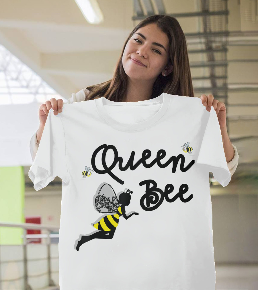 Queen Bee Beekeeping Lover Fairy Silhouette Flying Insects T-Shirt