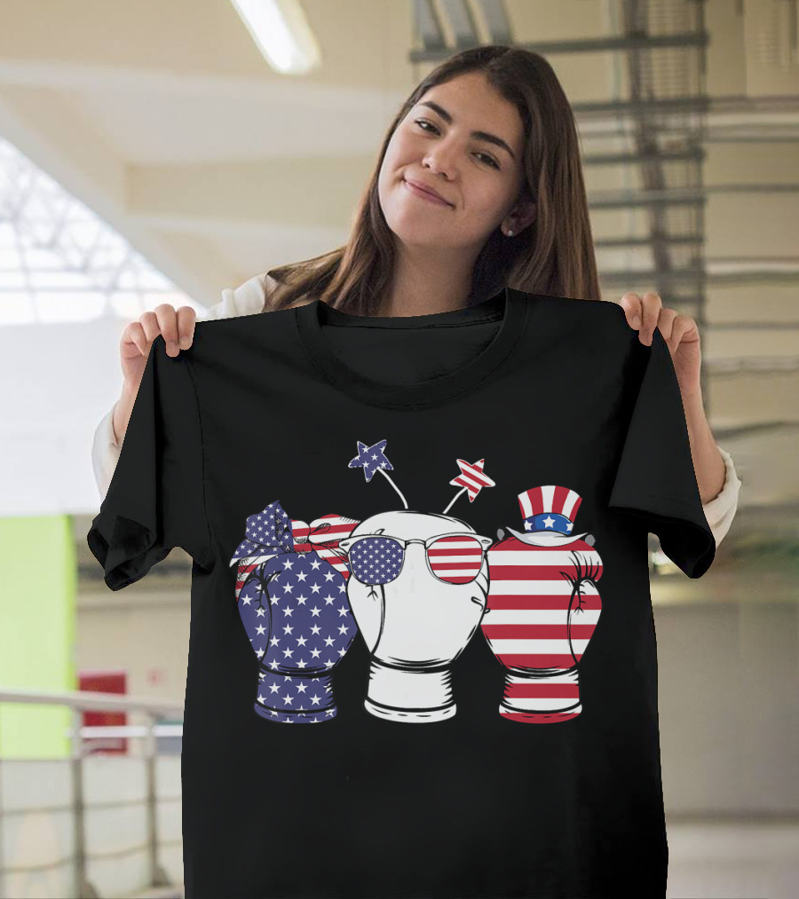 Patriotic Red White Blue Boxing Gloves American T-Shirt