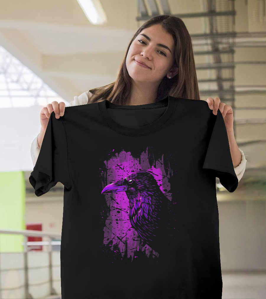 Stain Crow Dead Bird Awesome Purple Grunge Aesthetic T-Shirt