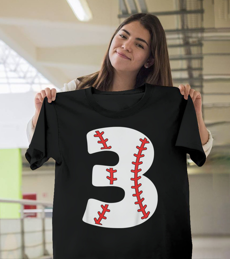 3 Year Old Baseball Birthday Kids T-Shirt