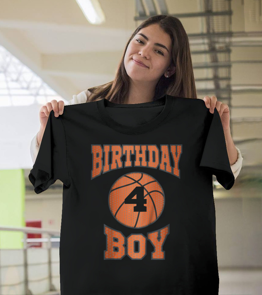 Birthday Boy 4 Basketball Theme Fourth Happy Birthday T-Shirt