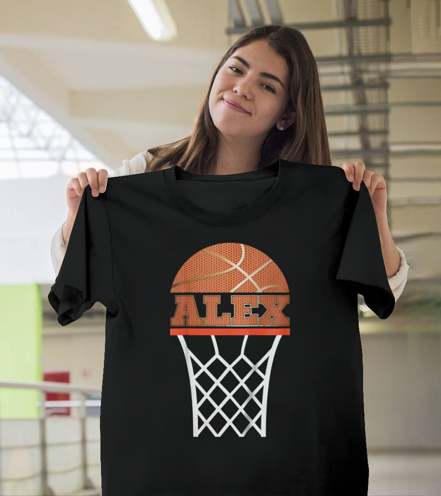 Alex Kids Basketball Custom Name Net T-Shirt
