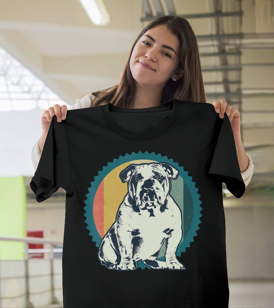 Classic Vintage English Bulldog Retro Colors T-Shirt