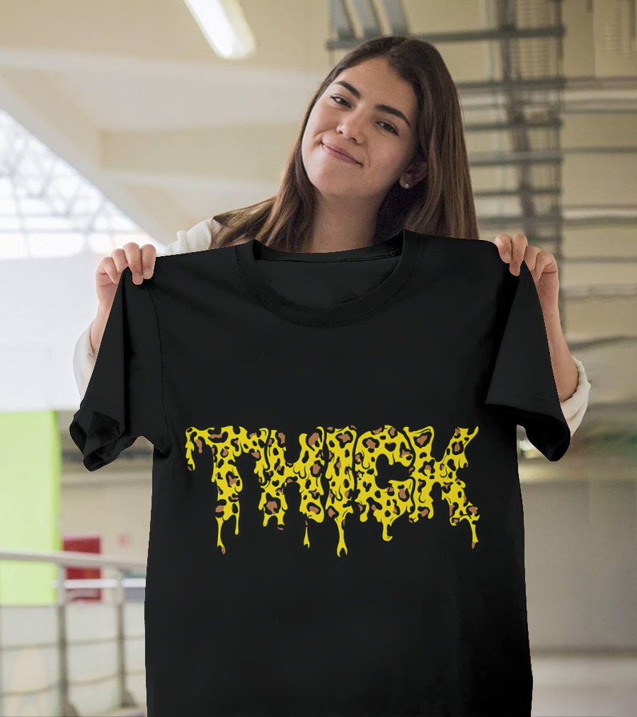 Cheetah Pattern Yellow Dripping Thick Text T-Shirt