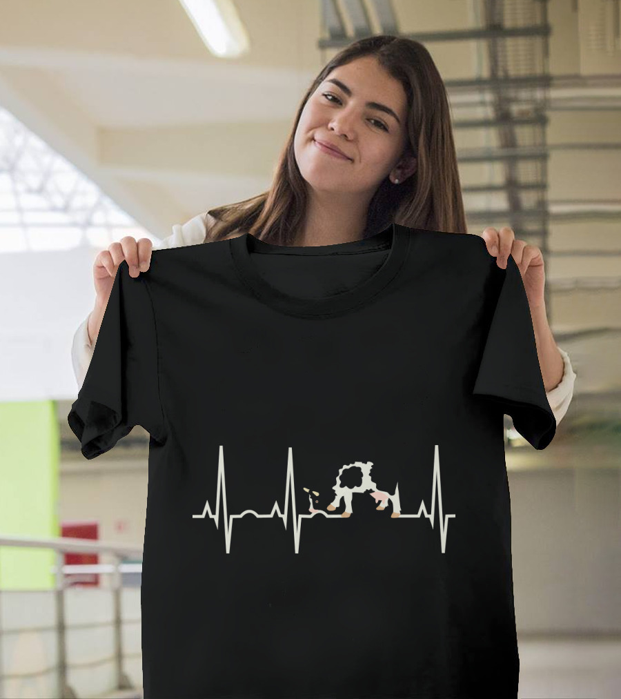 Cow Men Dairy Cow Farmer Heartbeat T-Shirt