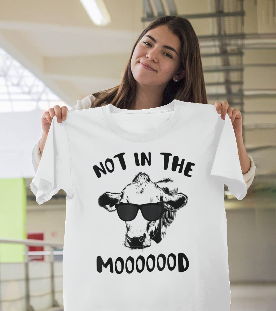 Not in the Mooood Funny Cow with Sunglasses T-Shirt