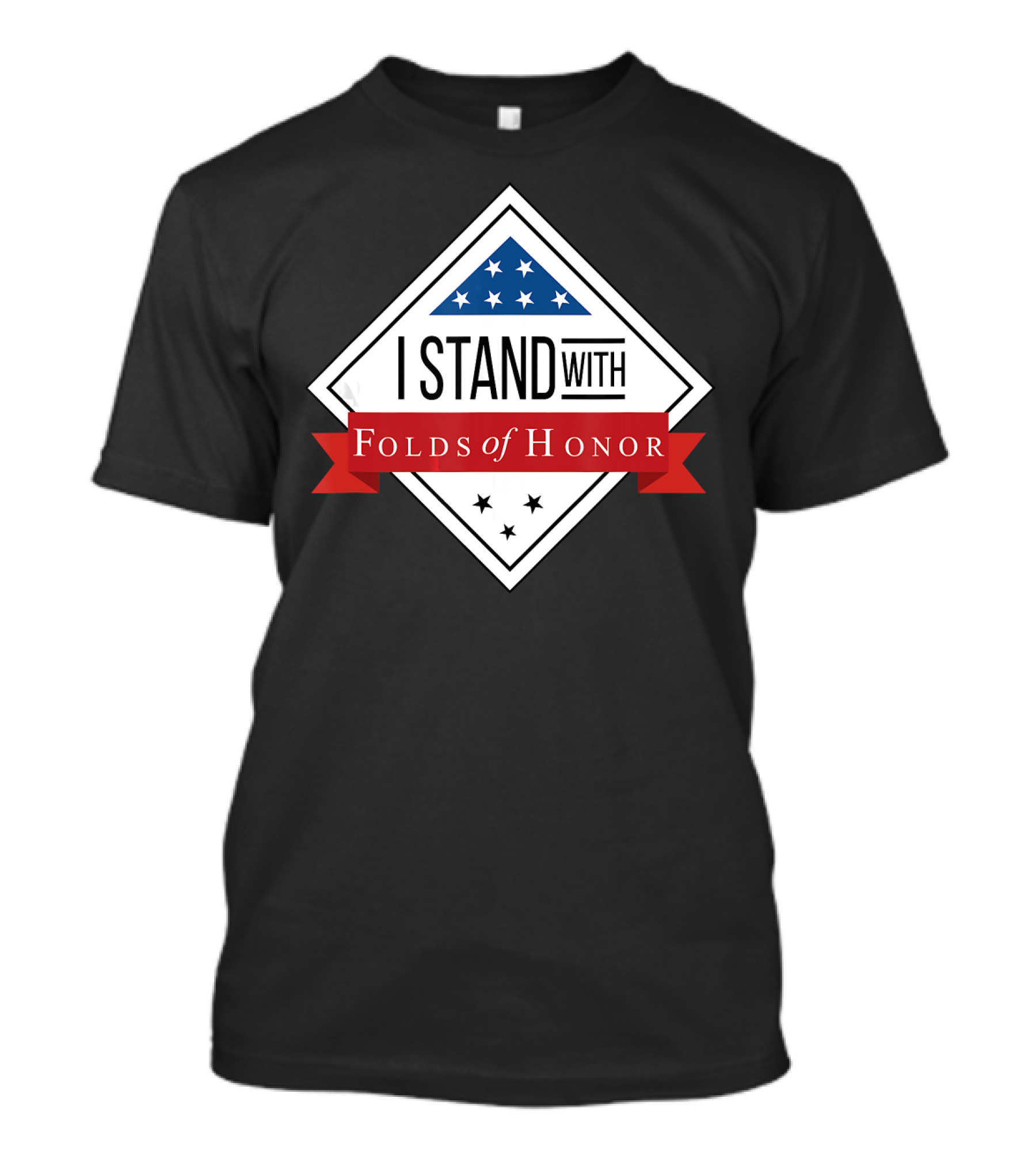 I Stand With Folds Of Honor American Stars Ribbon T-Shirt