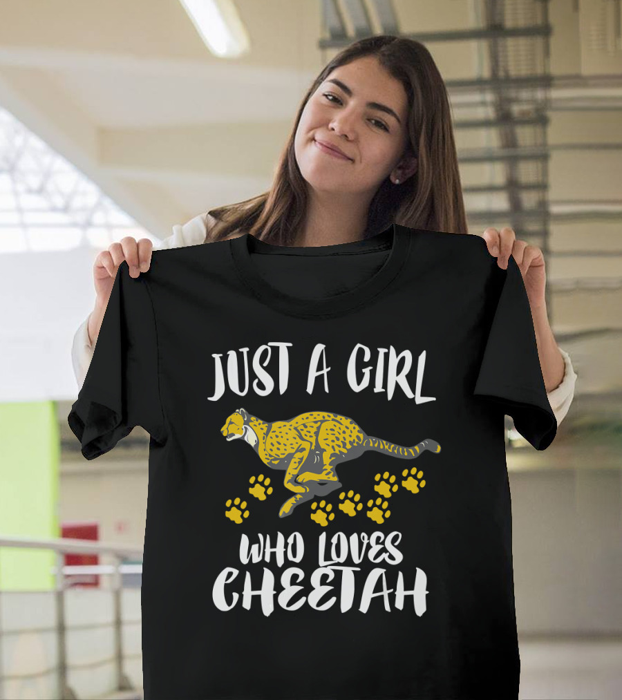 Just A Girl Who Loves Cheetah Paw Print Trail T-Shirt