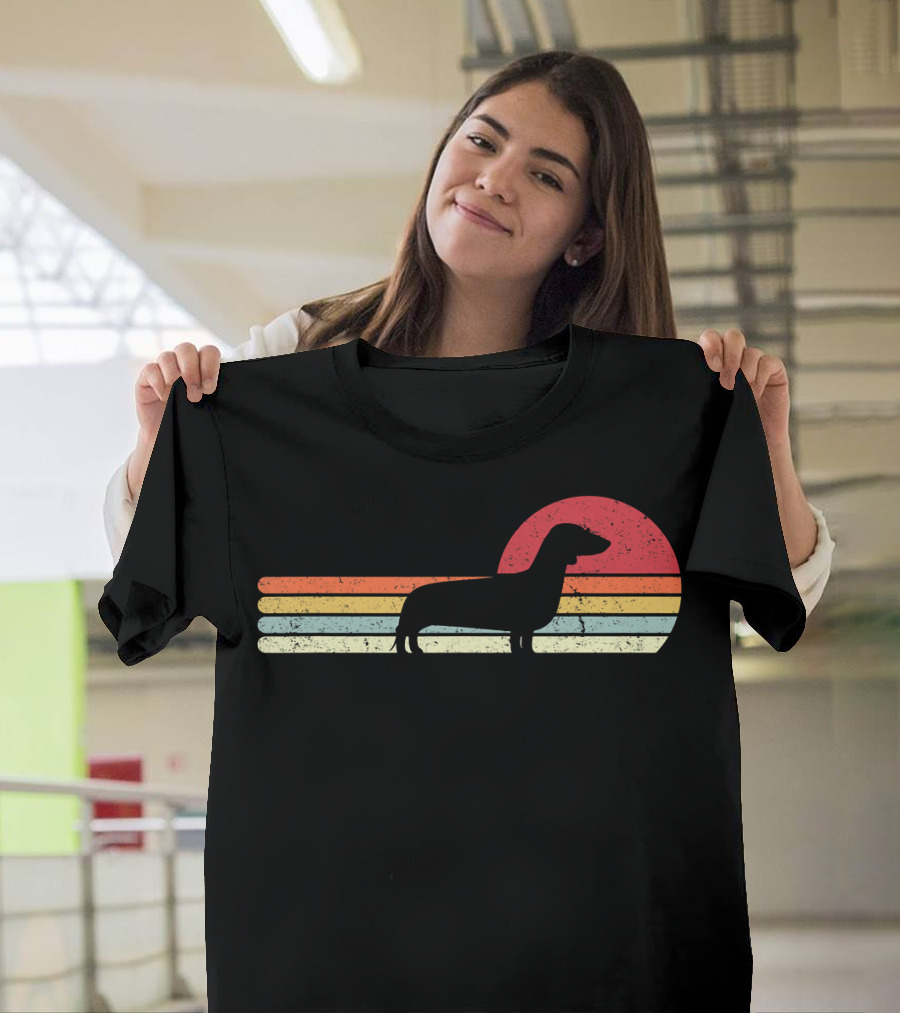 Retro Sunset Dachshund Style Vintage T-Shirt
