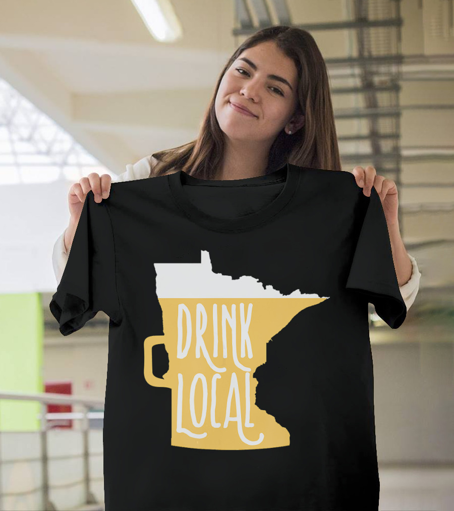 DRINK LOCAL MINNESOTA CRAFT BEER MUG STATE SHAPE T-Shirt