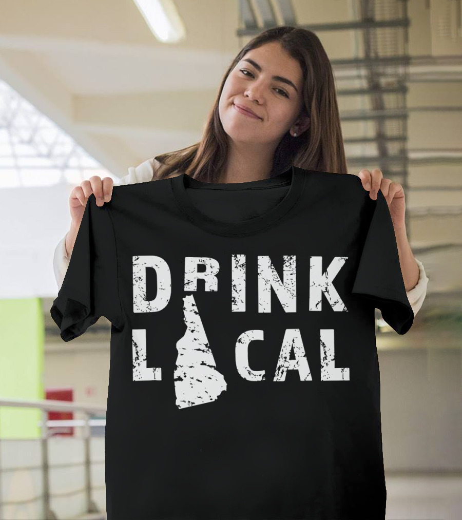 New Hampshire Map in Drink Local Craft Beer T-Shirt