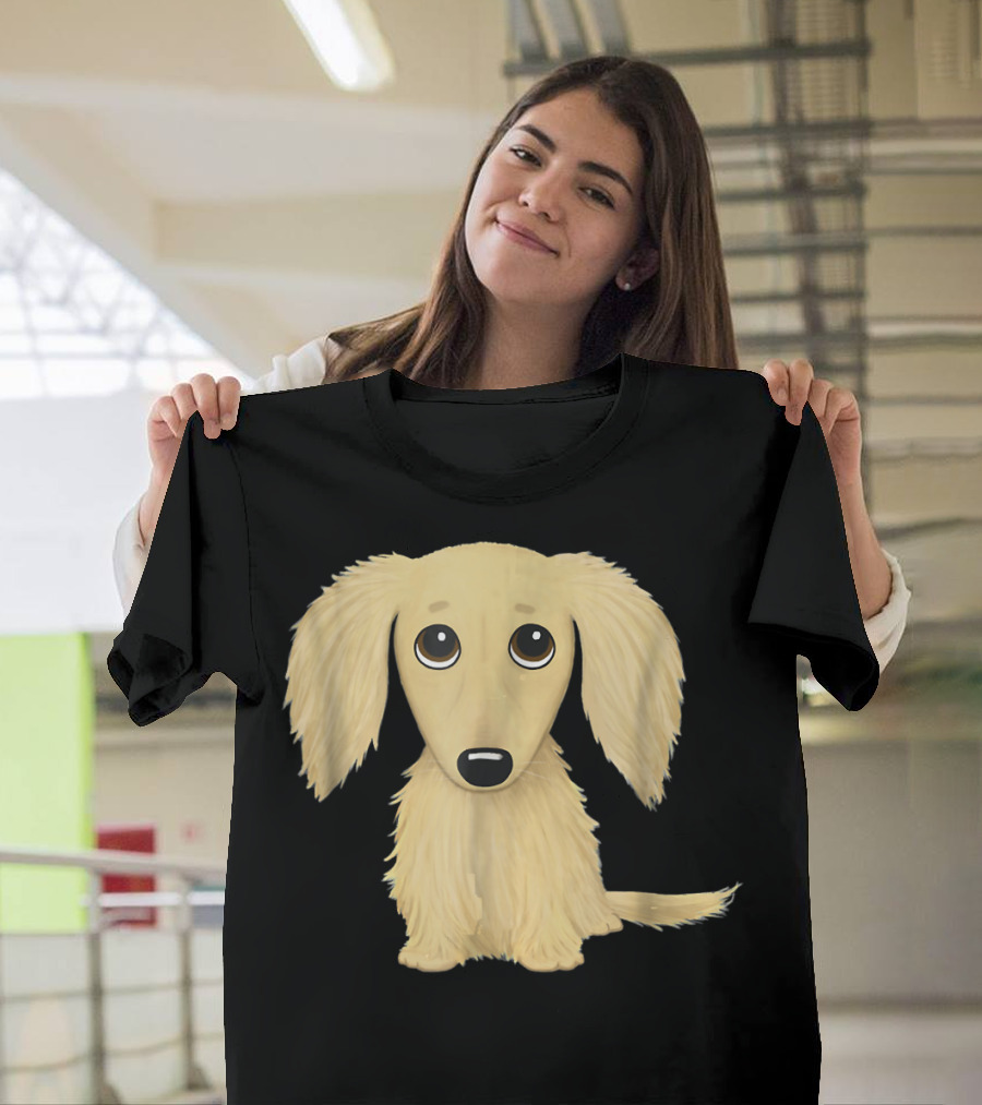 Long Haired Cream Dachshund Cute Puppy Eyes Love Dogs T-Shirt