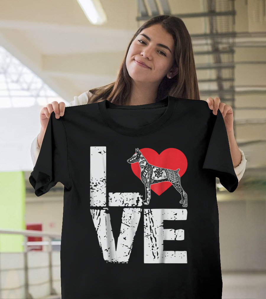 Love Doberman Pinscher Dog Heart T-Shirt