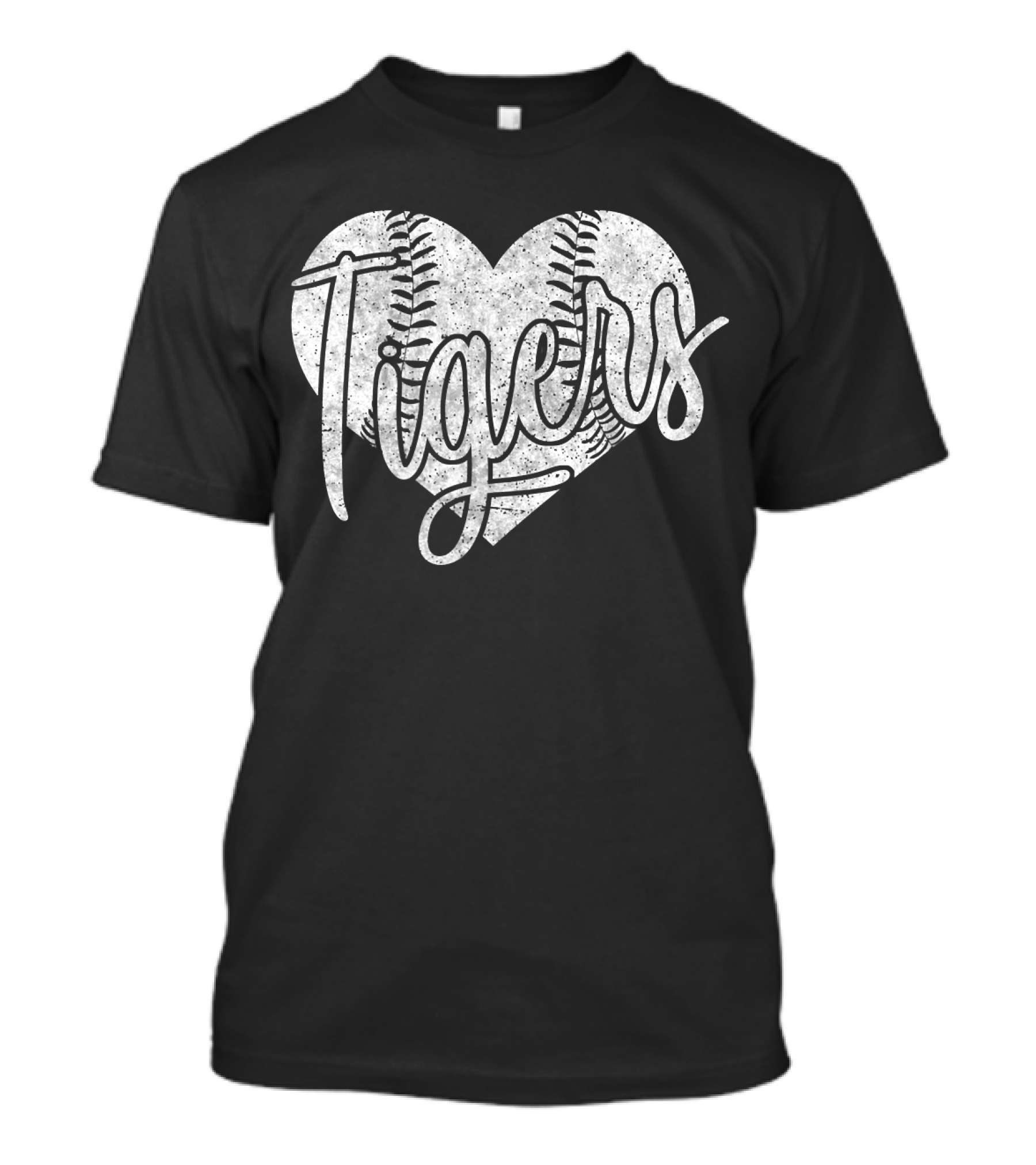 Tigers Baseball Softball High School Heart Stitch T-Shirt