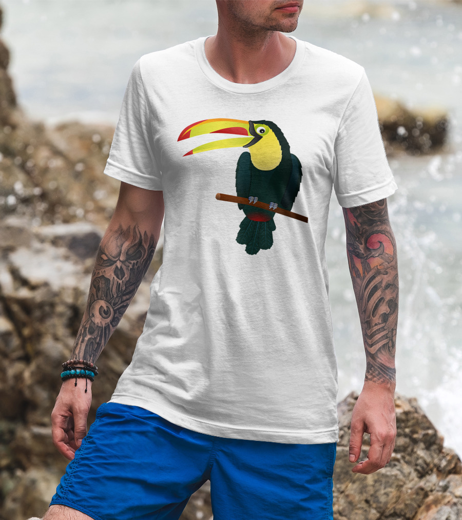 Toucan Bird Perched On Branch With Vibrant Beak T-Shirt