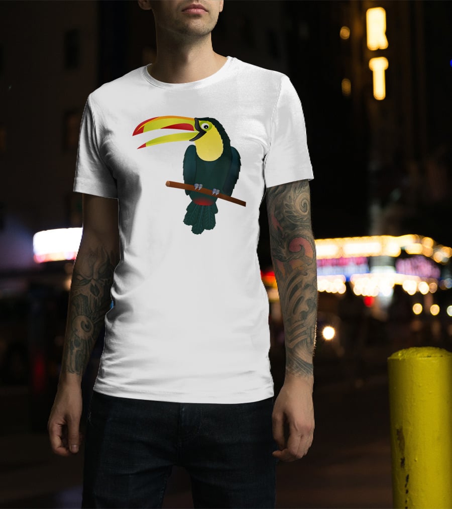 Toucan Bird Perched On Branch With Vibrant Beak T-Shirt